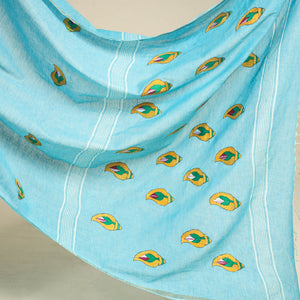 Blue - Bengal Kantha Embroidery Pure Cotton Handloom Saree