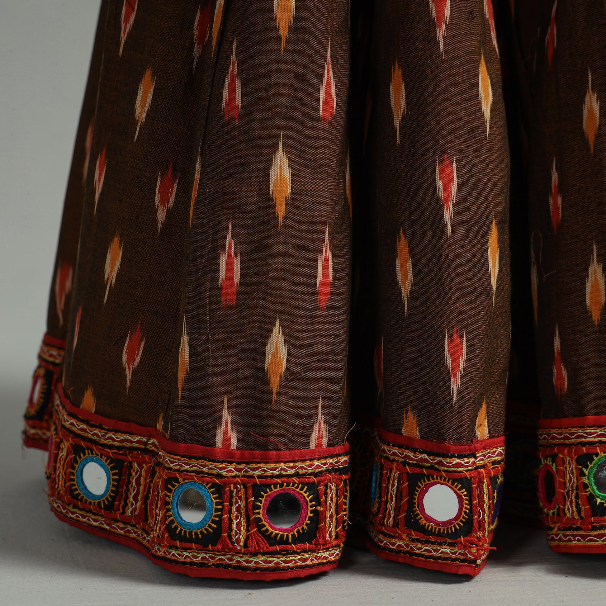 Brown - 24 Kali Cotton Pochampally Ikat Skirt 25