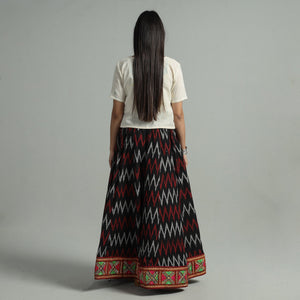 Black - 24 Kali Cotton Pochampally Ikat Skirt 30