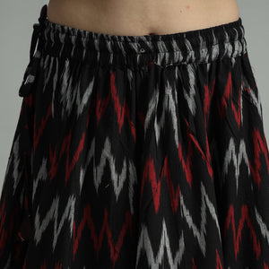 Black - 24 Kali Cotton Pochampally Ikat Skirt 30