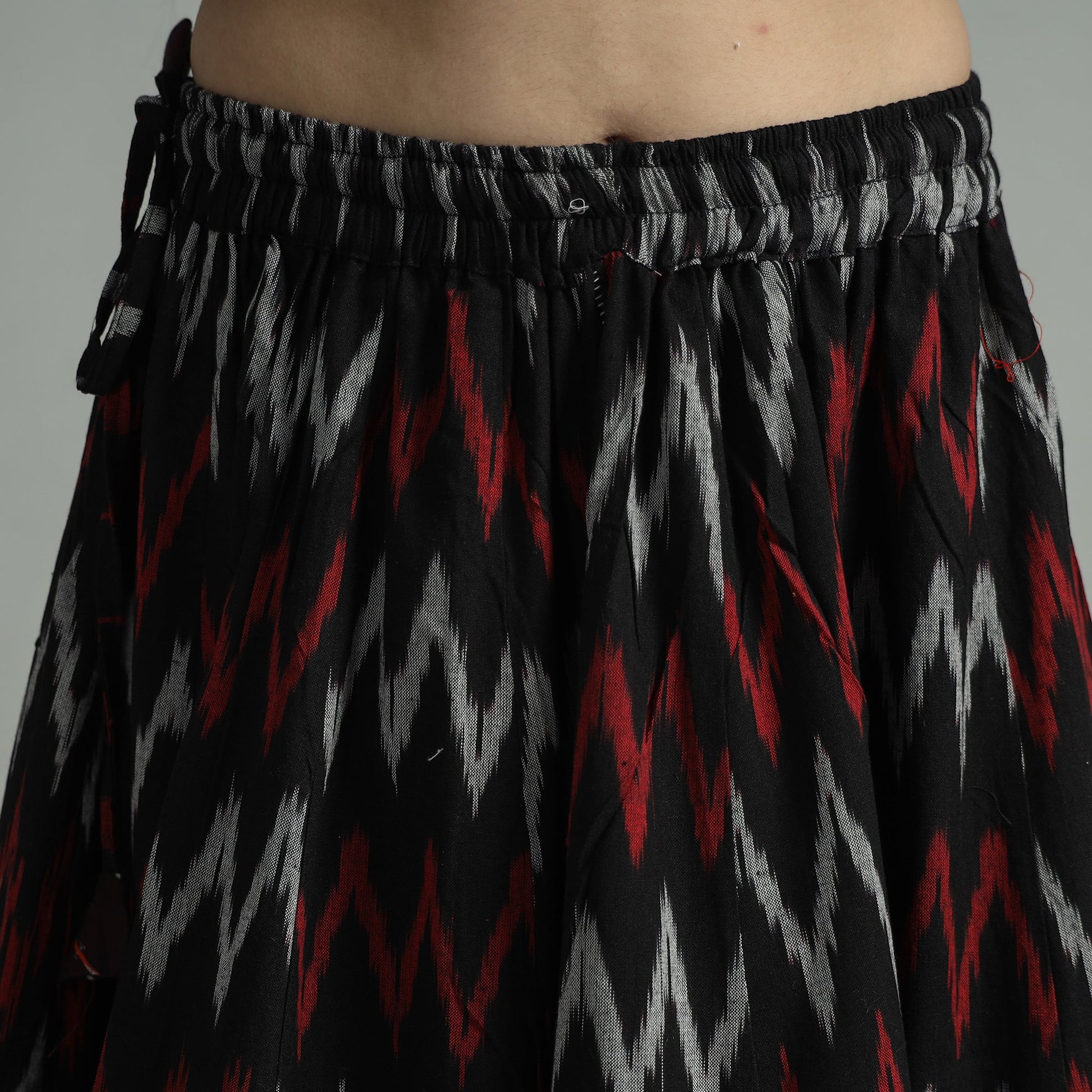 Black - 24 Kali Cotton Pochampally Ikat Skirt 30