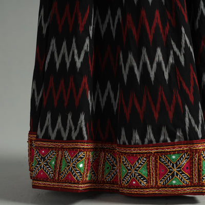 Black - 24 Kali Cotton Pochampally Ikat Skirt 30