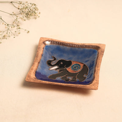 Blue - Copper Hand-Hammered Enamel Work Tray