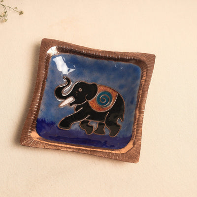 Blue - Copper Hand-Hammered Enamel Work Tray