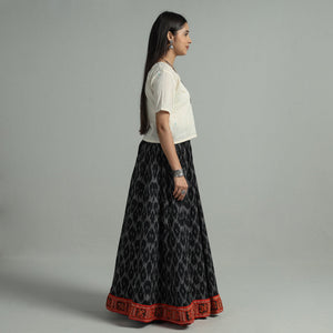 Black - 24 Kali Cotton Pochampally Ikat Skirt 34