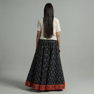 Black - 24 Kali Cotton Pochampally Ikat Skirt 34