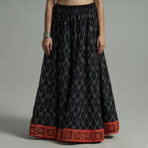 Black - 24 Kali Cotton Pochampally Ikat Skirt 34