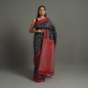 Black - Mercerised Cotton Pochampally Ikat Saree 22