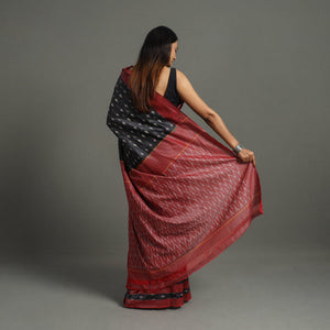 Black - Mercerised Cotton Pochampally Ikat Saree 22