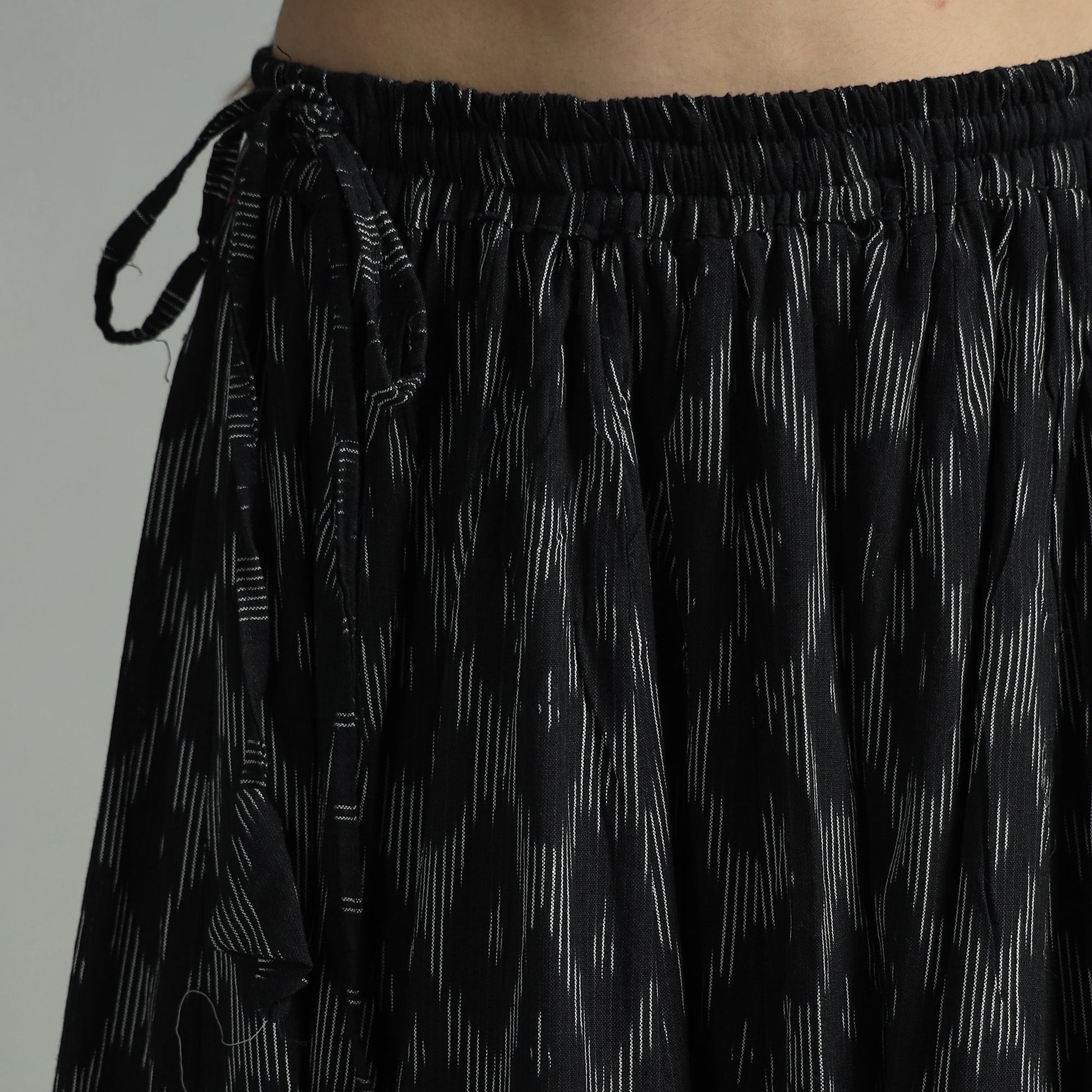 Black - 24 Kali Cotton Pochampally Ikat Skirt 34
