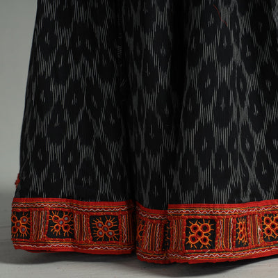 Black - 24 Kali Cotton Pochampally Ikat Skirt 34