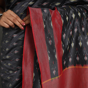 Black - Mercerised Cotton Pochampally Ikat Saree 22