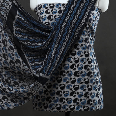 Blue - 3pc Cotton Kutch Batik Print Dress Material 07