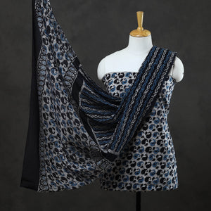 Blue - 3pc Cotton Kutch Batik Print Dress Material 07