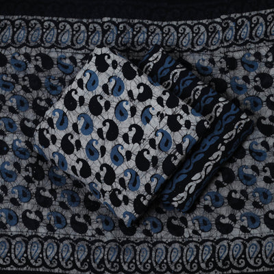 Blue - 3pc Cotton Kutch Batik Print Dress Material 07