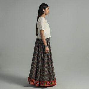 Brown - 24 Kali Cotton Pochampally Ikat Skirt 38