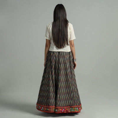 Brown - 24 Kali Cotton Pochampally Ikat Skirt 38