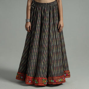 Brown - 24 Kali Cotton Pochampally Ikat Skirt 38