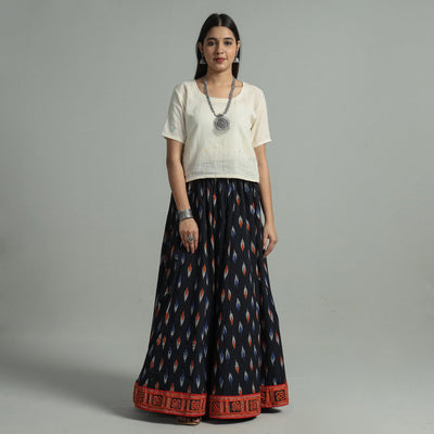 Black - 24 Kali Cotton Pochampally Ikat Skirt 39
