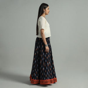 Black - 24 Kali Cotton Pochampally Ikat Skirt 39