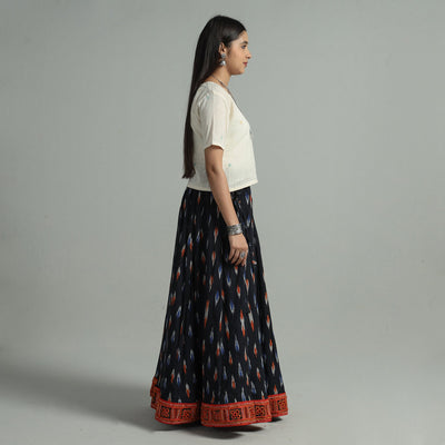 Black - 24 Kali Cotton Pochampally Ikat Skirt 39