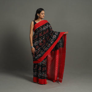 Black - Mercerised Cotton Handloom Pochampally Ikat Saree 27
