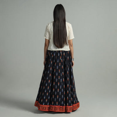 Black - 24 Kali Cotton Pochampally Ikat Skirt 39