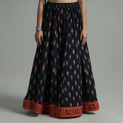 Black - 24 Kali Cotton Pochampally Ikat Skirt 39