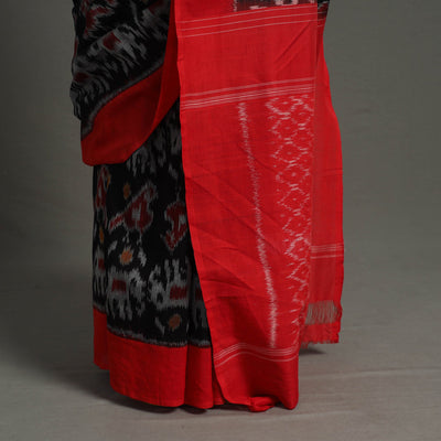 Black - Mercerised Cotton Handloom Pochampally Ikat Saree 27