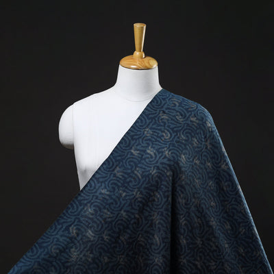 Blue - Akola Print Pure Wool Handloom Precut Fabric (1.5 Meter) 14
