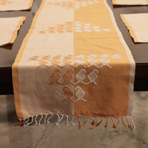 Beige - Assam Weave Dining Table Runner & Set of 4 Placemats in Handloom Cotton