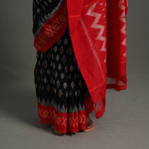 Black - Mercerised Cotton Handloom Pochampally Ikat Saree 30