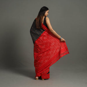 Black - Mercerised Cotton Handloom Pochampally Ikat Saree 31