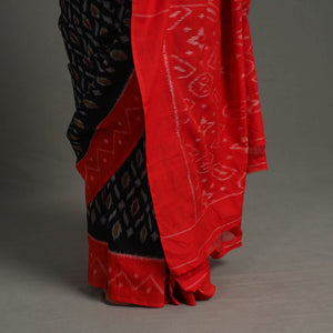 Black - Mercerised Cotton Handloom Pochampally Ikat Saree 31