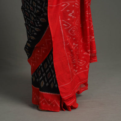 Black - Mercerised Cotton Handloom Pochampally Ikat Saree 31