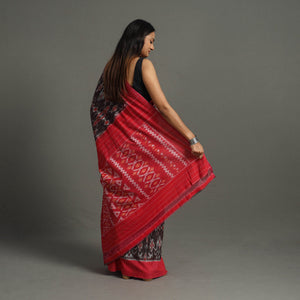 Brown - Mercerised Cotton Handloom Pochampally Ikat Saree 44