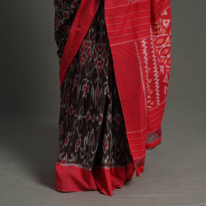 Brown - Mercerised Cotton Handloom Pochampally Ikat Saree 44