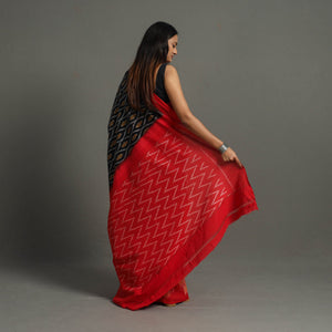 Black - Mercerised Cotton Handloom Pochampally Ikat Saree 52