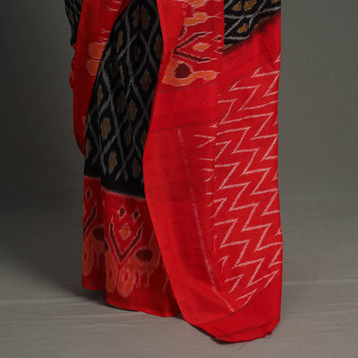 Black - Mercerised Cotton Handloom Pochampally Ikat Saree 52