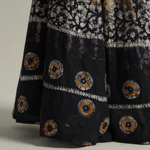 Black - Hand Batik Printed Running Stitch Cotton Long Skirt 31