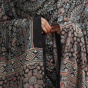 Black - Modal Silk Block Print Ajrakh Dupatta 05