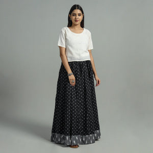 Black - Jacquard Patchwork 24 Kali Cotton Long Skirt 01