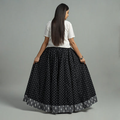 Black - Jacquard Patchwork 24 Kali Cotton Long Skirt 01
