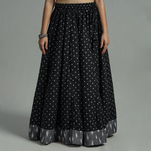 Black - Jacquard Patchwork 24 Kali Cotton Long Skirt 01