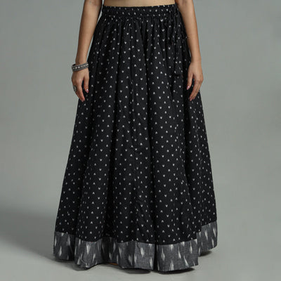 Black - Jacquard Patchwork 24 Kali Cotton Long Skirt 01