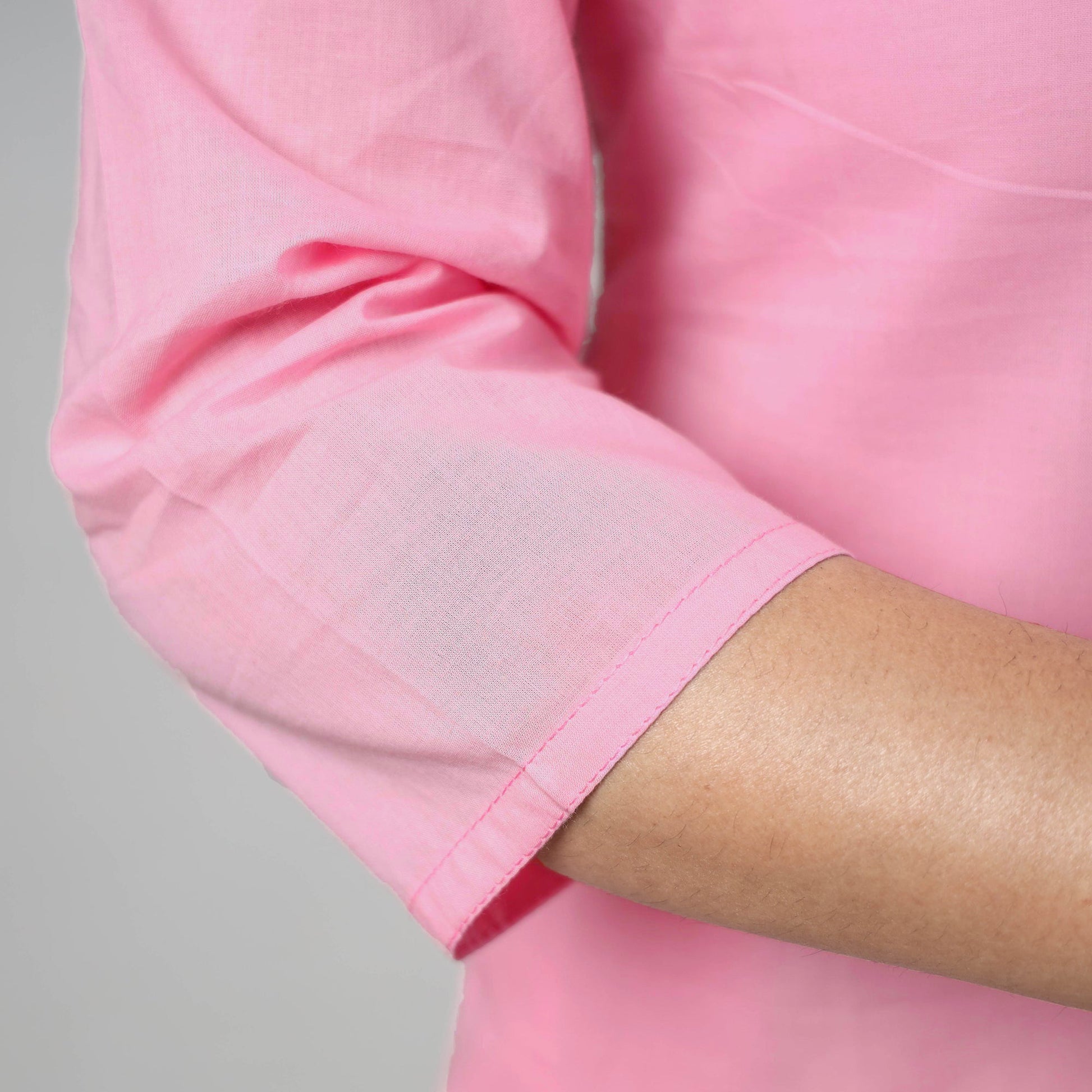 Baby Pink - Plain Cotton Long Straight Kurta 11