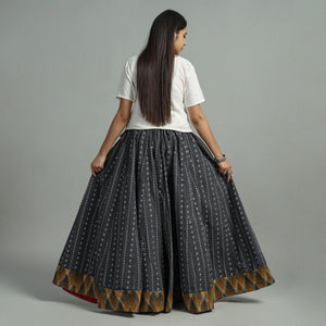 Black - Jacquard Patchwork 24 Kali Cotton Long Skirt 06