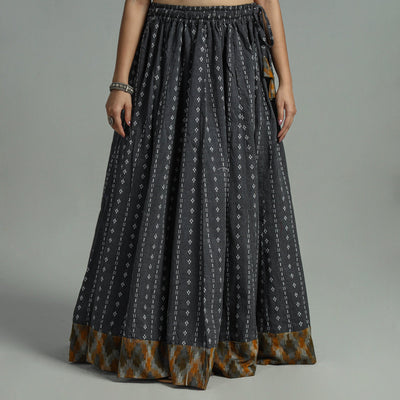 Black - Jacquard Patchwork 24 Kali Cotton Long Skirt 06