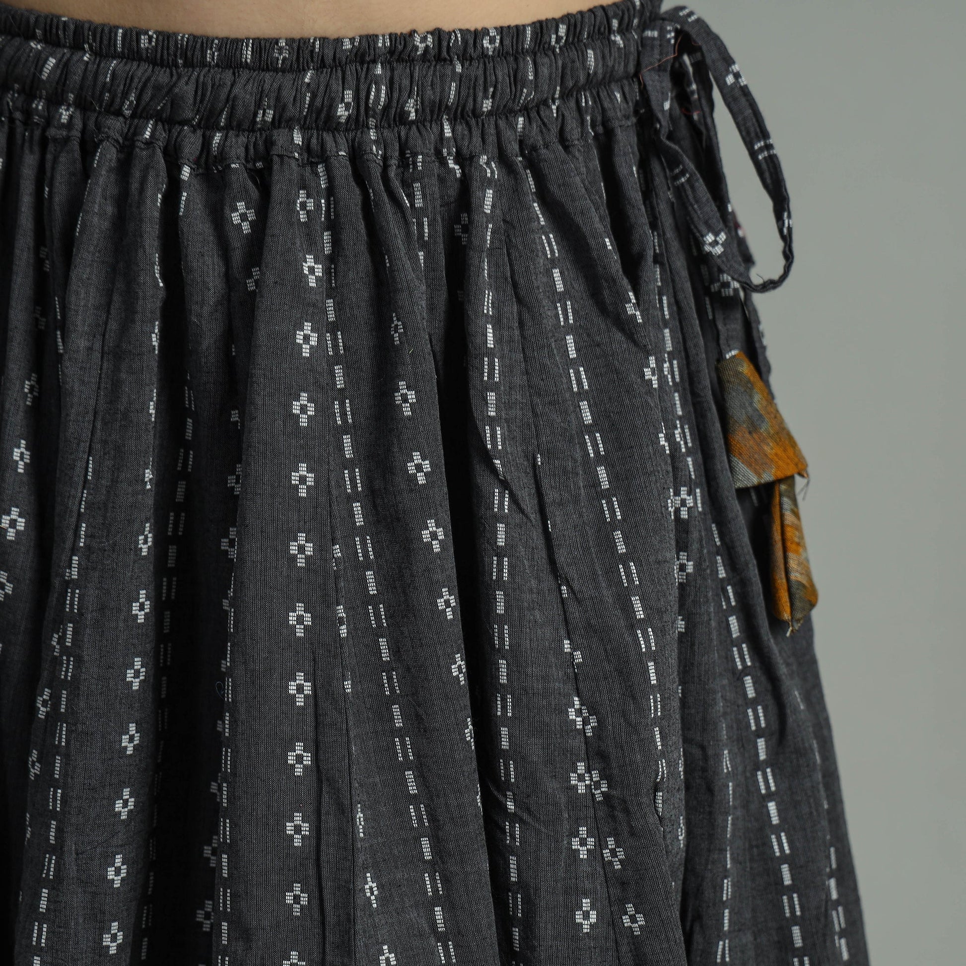 Black - Jacquard Patchwork 24 Kali Cotton Long Skirt 06
