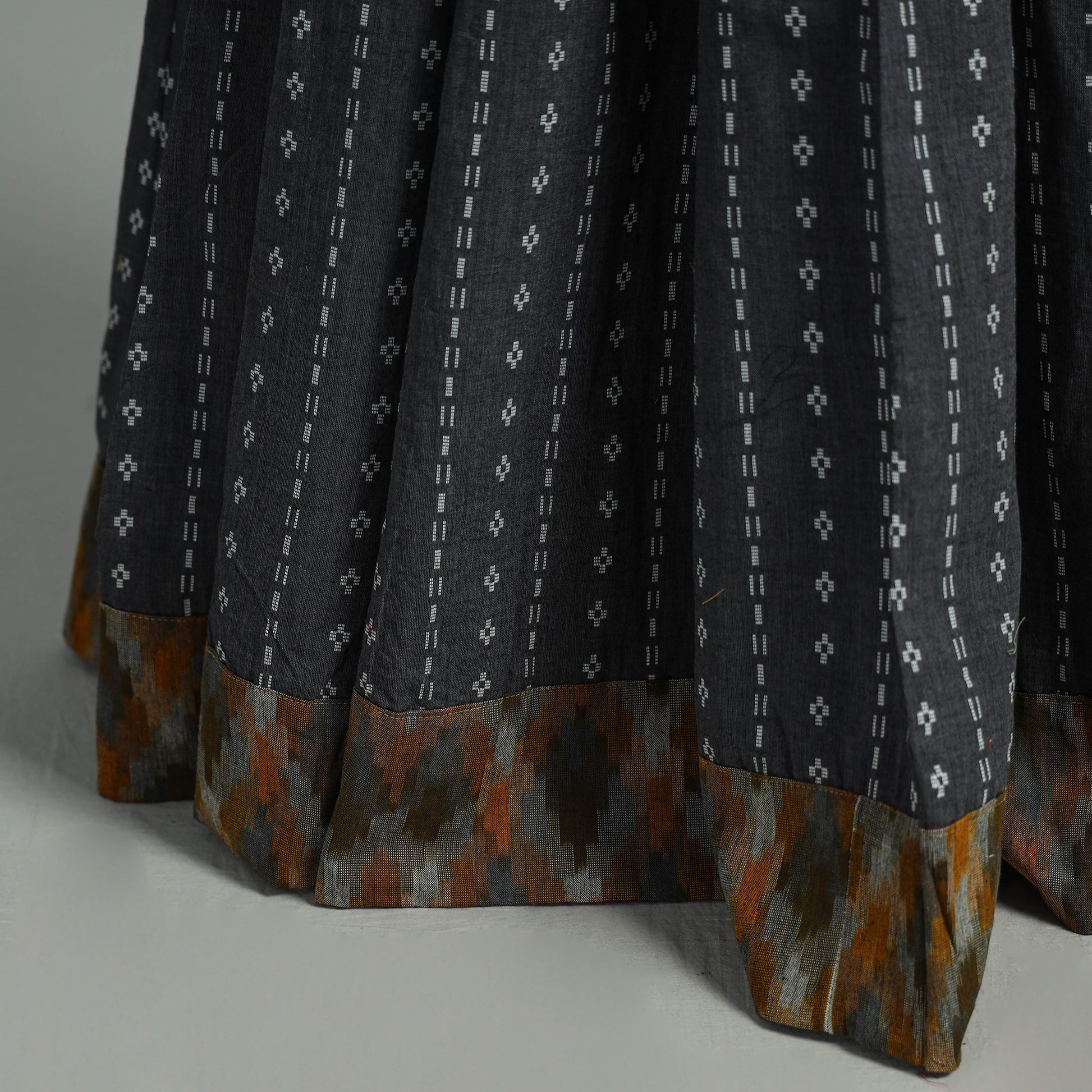 Black - Jacquard Patchwork 24 Kali Cotton Long Skirt 06